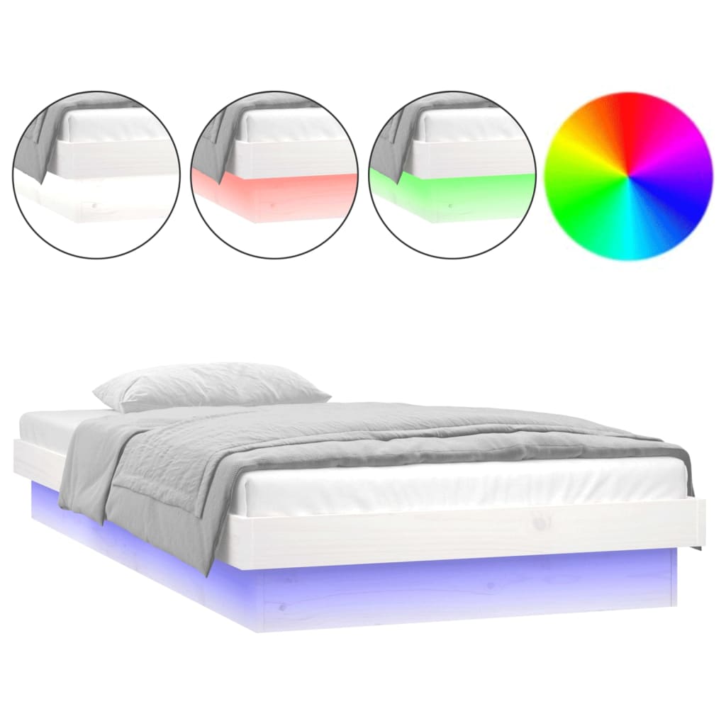 Bedframe LED massief hout wit 90x190 cm is nu te koop bij PeponiXL, paradijselijk wonen!
