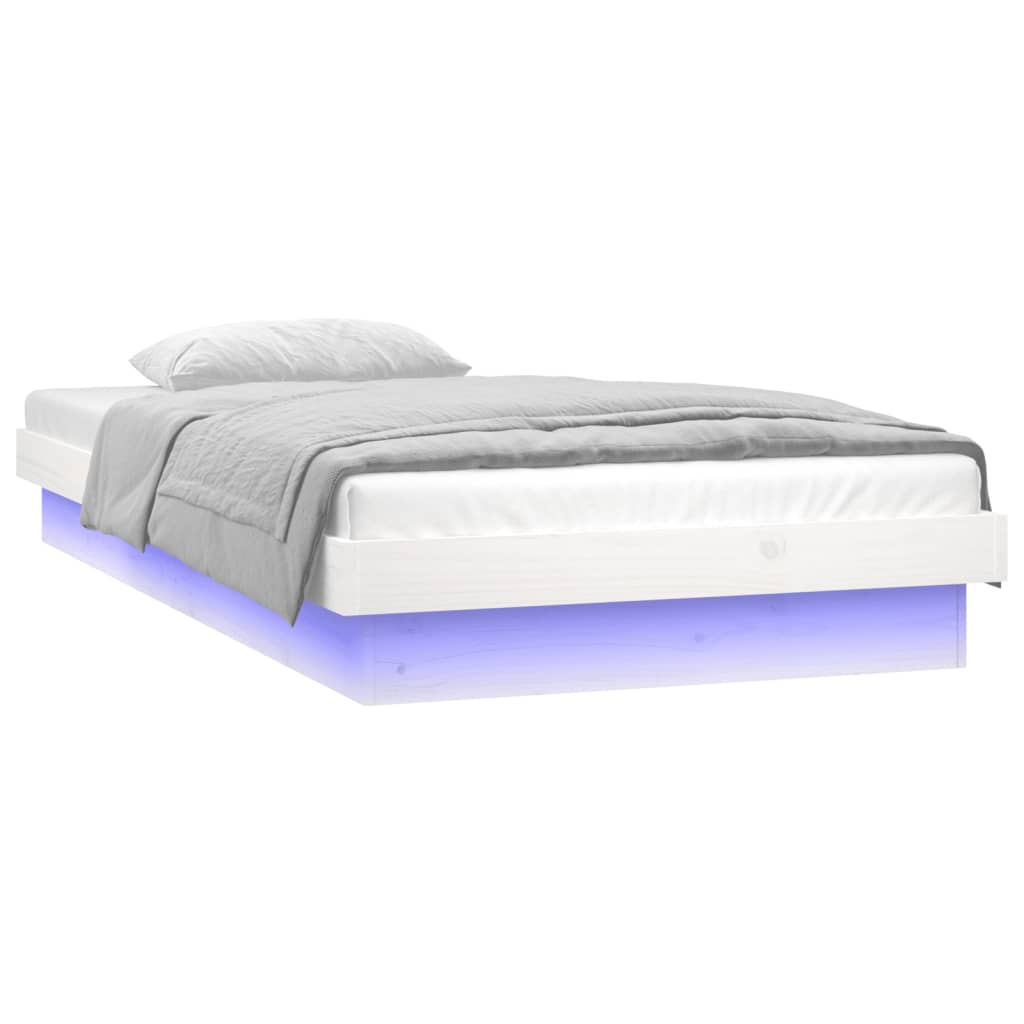 Bedframe LED massief hout wit 90x190 cm is nu te koop bij PeponiXL, paradijselijk wonen!