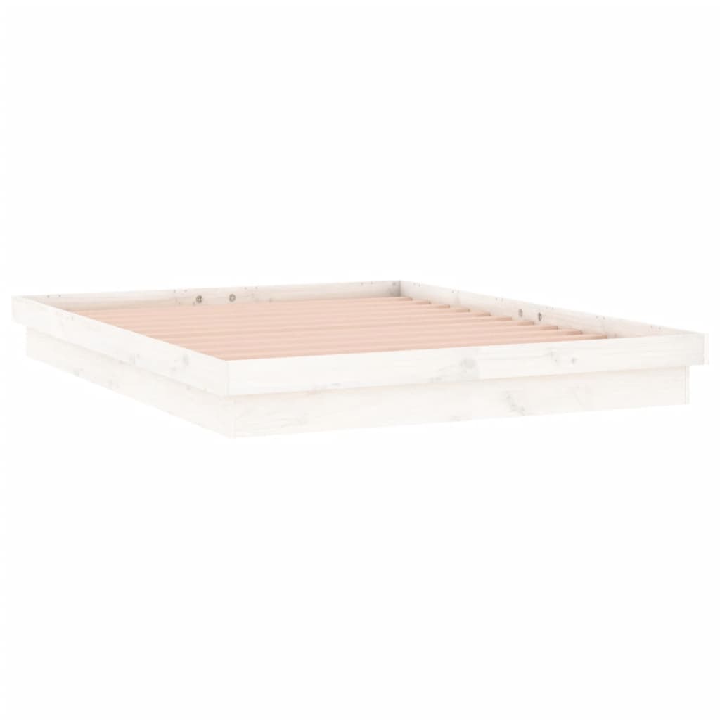 Bedframe LED massief hout wit 135x190 cm is nu te koop bij PeponiXL, paradijselijk wonen!