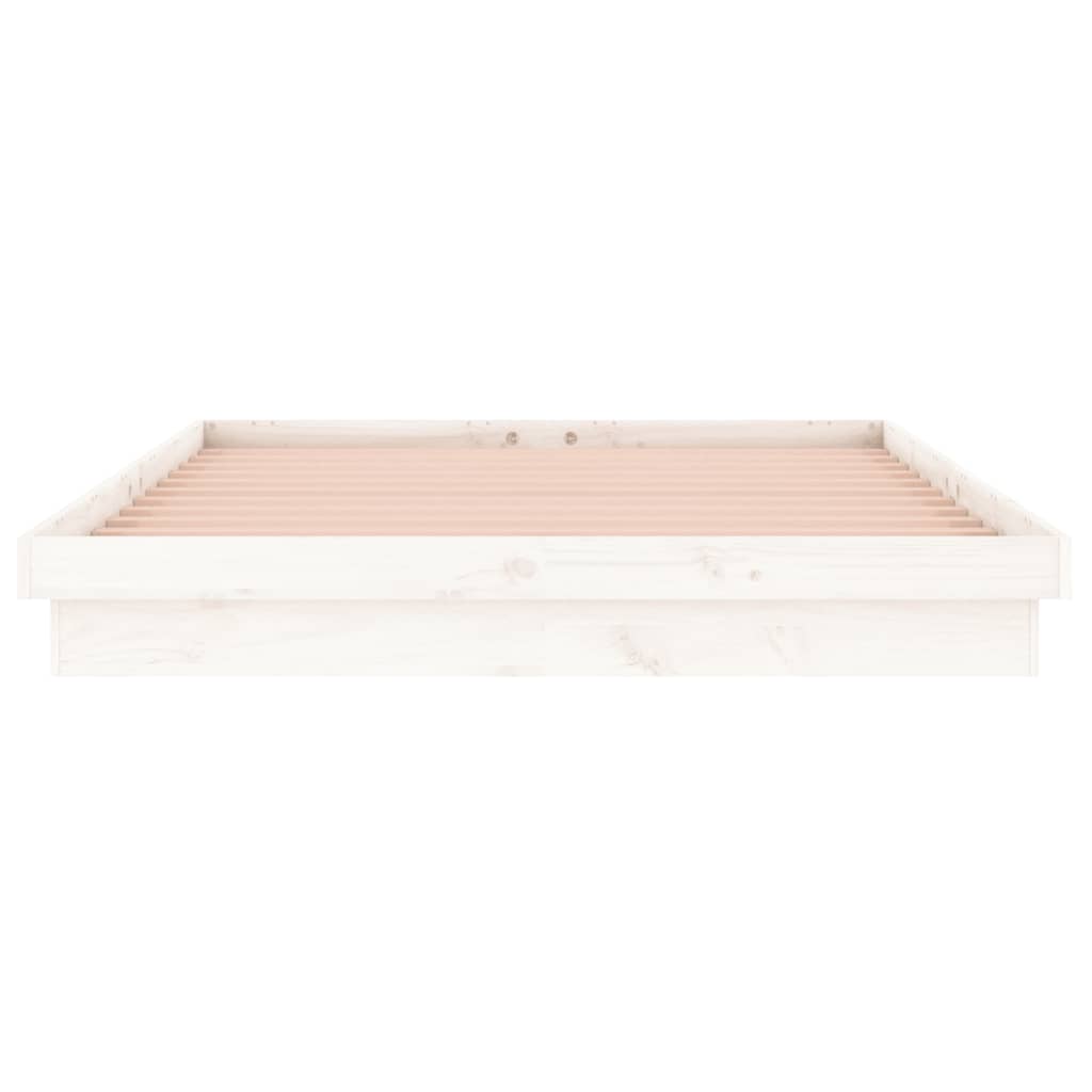 Bedframe LED massief hout wit 135x190 cm is nu te koop bij PeponiXL, paradijselijk wonen!