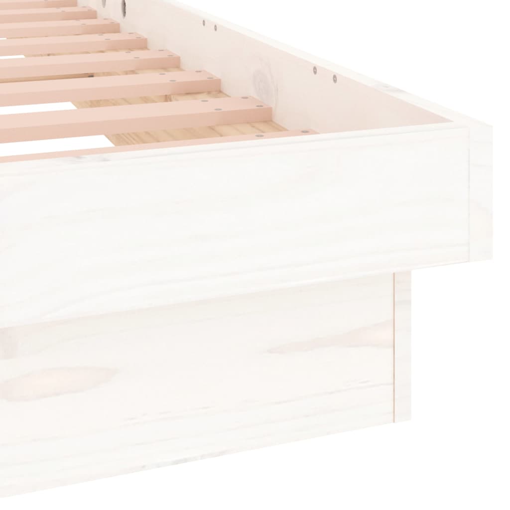 Bedframe LED massief hout wit 135x190 cm is nu te koop bij PeponiXL, paradijselijk wonen!