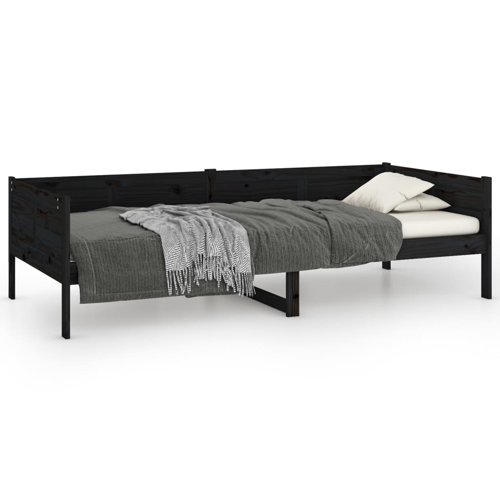 Slaapbank massief grenenhout zwart 90x190 cm is nu te koop bij PeponiXL, paradijselijk wonen!