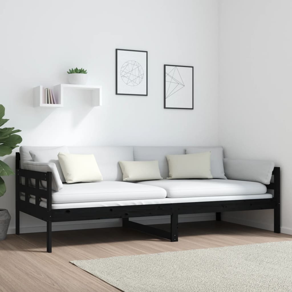 Slaapbank massief grenenhout zwart 90x200 cm is nu te koop bij PeponiXL, paradijselijk wonen!