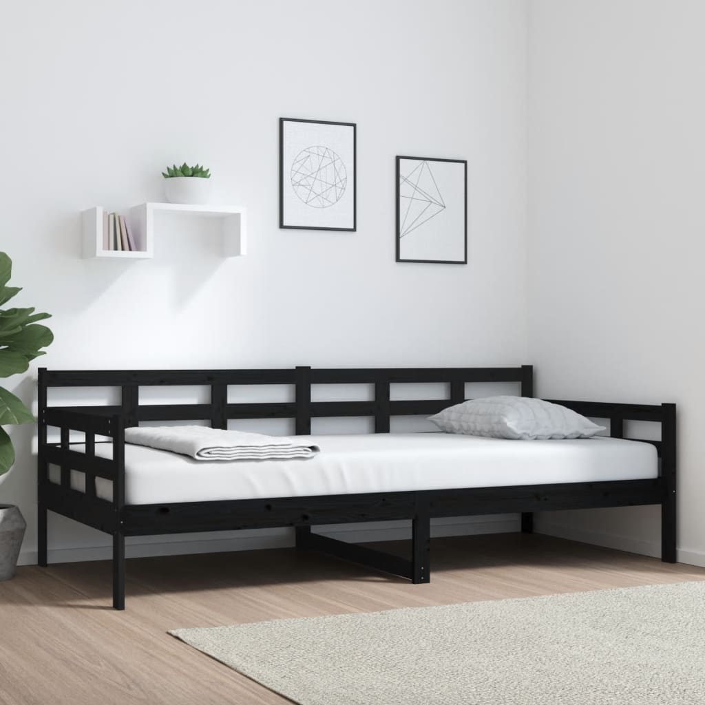 Slaapbank massief grenenhout zwart 90x200 cm is nu te koop bij PeponiXL, paradijselijk wonen!