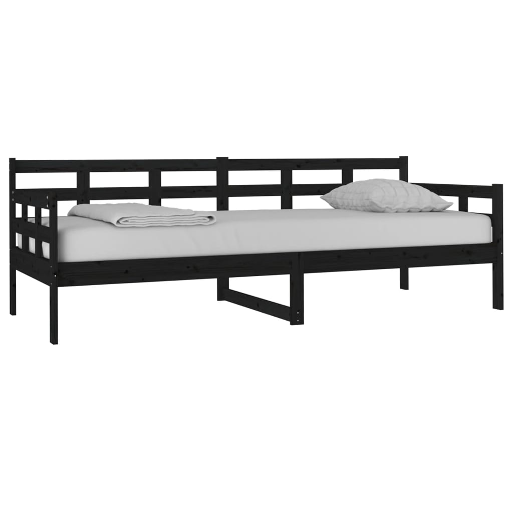 Slaapbank massief grenenhout zwart 80x200 cm is nu te koop bij PeponiXL, paradijselijk wonen!