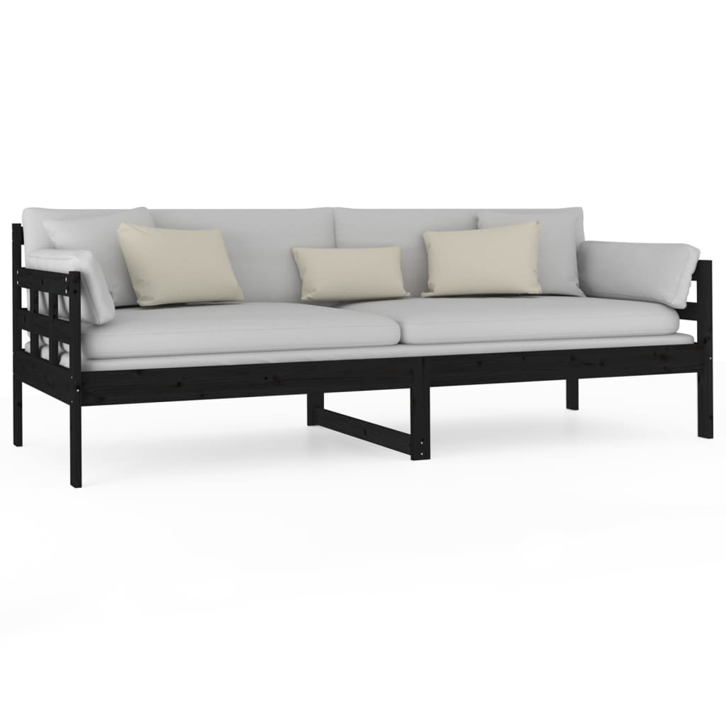 Slaapbank massief grenenhout zwart 80x200 cm is nu te koop bij PeponiXL, paradijselijk wonen!