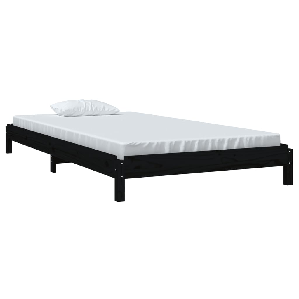 Bed stapelbaar 90x200 cm massief grenenhout zwart is nu te koop bij PeponiXL, paradijselijk wonen!
