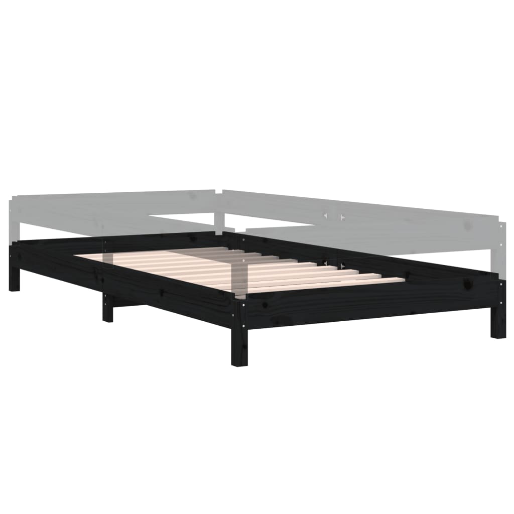 Bed stapelbaar 90x200 cm massief grenenhout zwart is nu te koop bij PeponiXL, paradijselijk wonen!