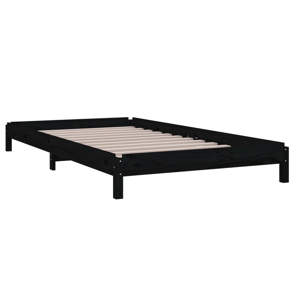 Bed stapelbaar 90x200 cm massief grenenhout zwart is nu te koop bij PeponiXL, paradijselijk wonen!