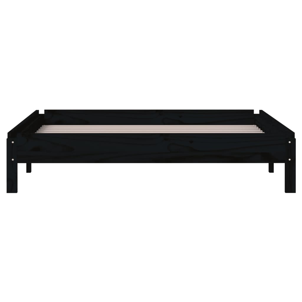 Bed stapelbaar 90x200 cm massief grenenhout zwart is nu te koop bij PeponiXL, paradijselijk wonen!