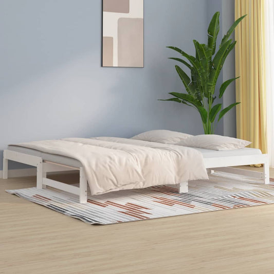 Slaapbank uitschuifbaar massief grenenhout wit 2x(90x200) cm is nu te koop bij PeponiXL, paradijselijk wonen!