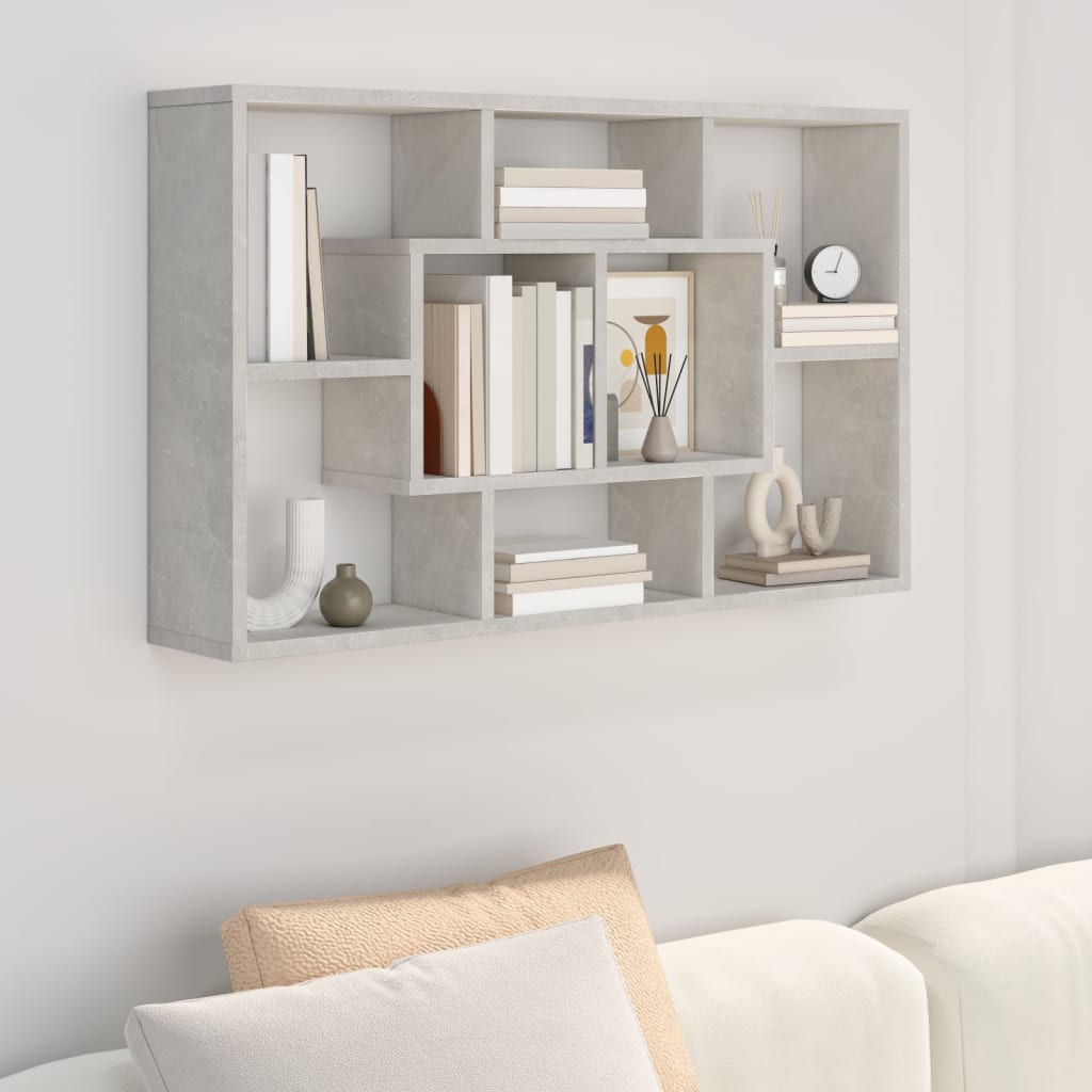 Wandschap 85x16x52,5 cm bewerkt hout betongrijs is nu te koop bij PeponiXL, paradijselijk wonen!