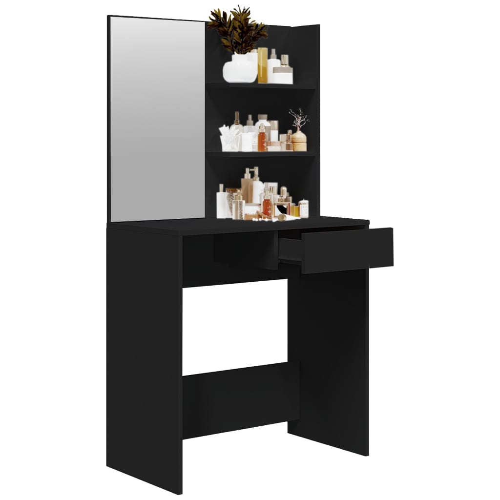 Kaptafel met spiegel 74,5x40x141 cm zwart is nu te koop bij PeponiXL, paradijselijk wonen!