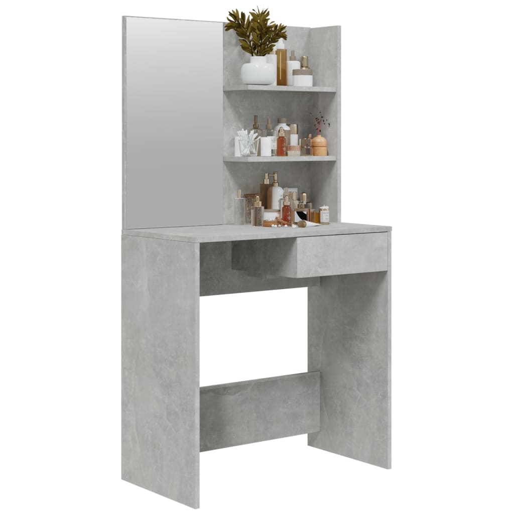 Kaptafel met spiegel 74,5x40x141 cm betongrijs is nu te koop bij PeponiXL, paradijselijk wonen!