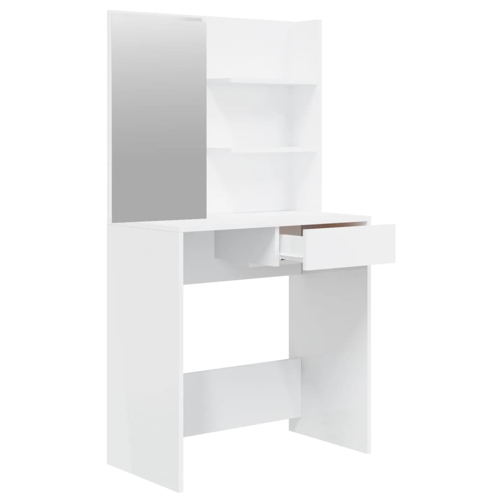 Kaptafel met spiegel 74,5x40x141 cm hoogglans wit is nu te koop bij PeponiXL, paradijselijk wonen!