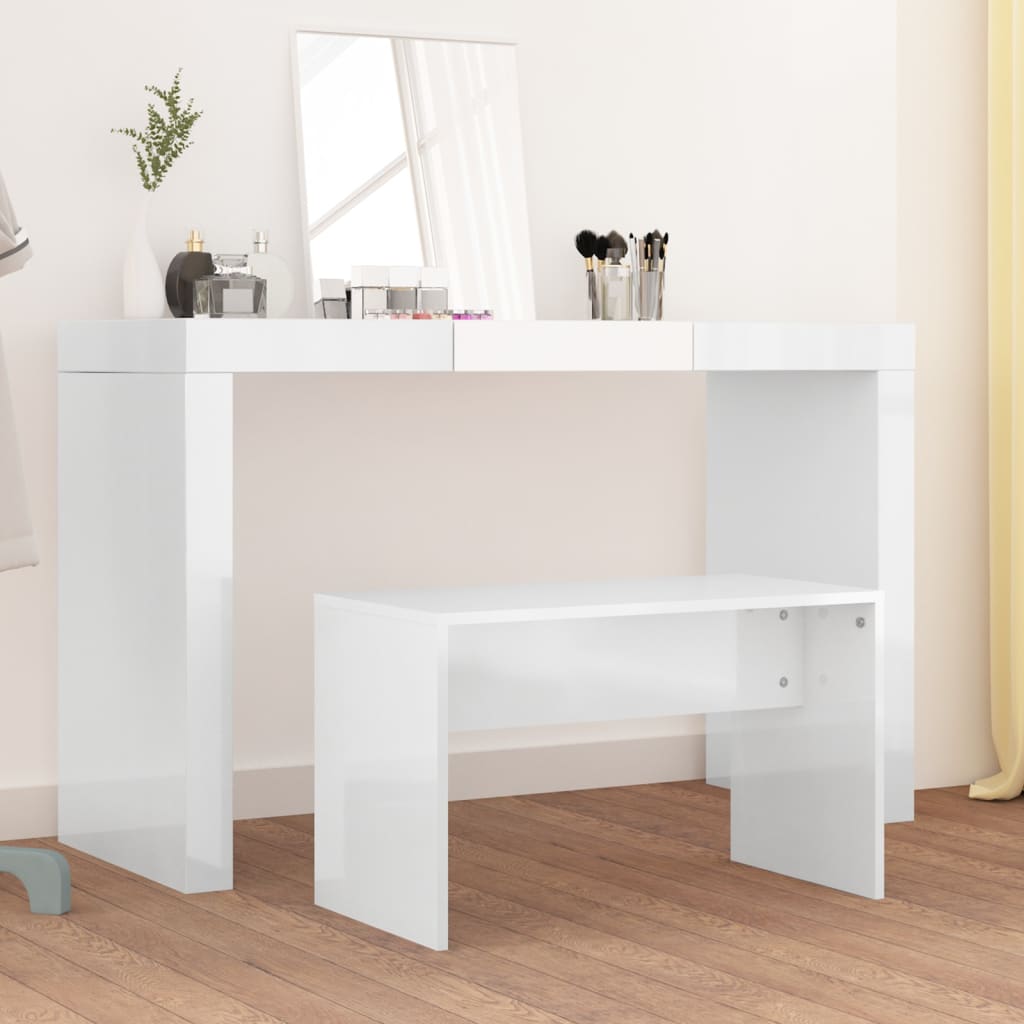 Kaptafelkruk 70x35x45 cm bewerkt hout hoogglans wit is nu te koop bij PeponiXL, paradijselijk wonen!
