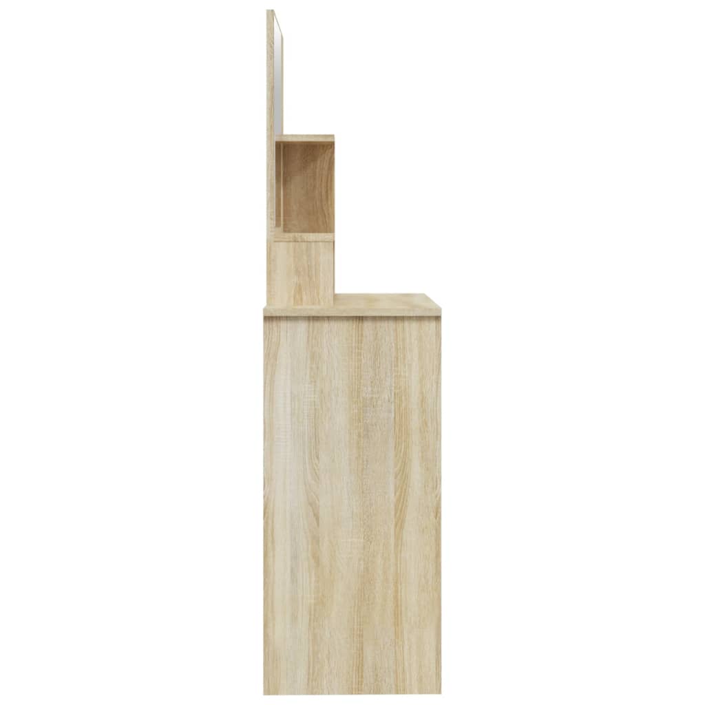 Kaptafel met spiegel 86,5x35x136 cm sonoma eikenkleurig is nu te koop bij PeponiXL, paradijselijk wonen!
