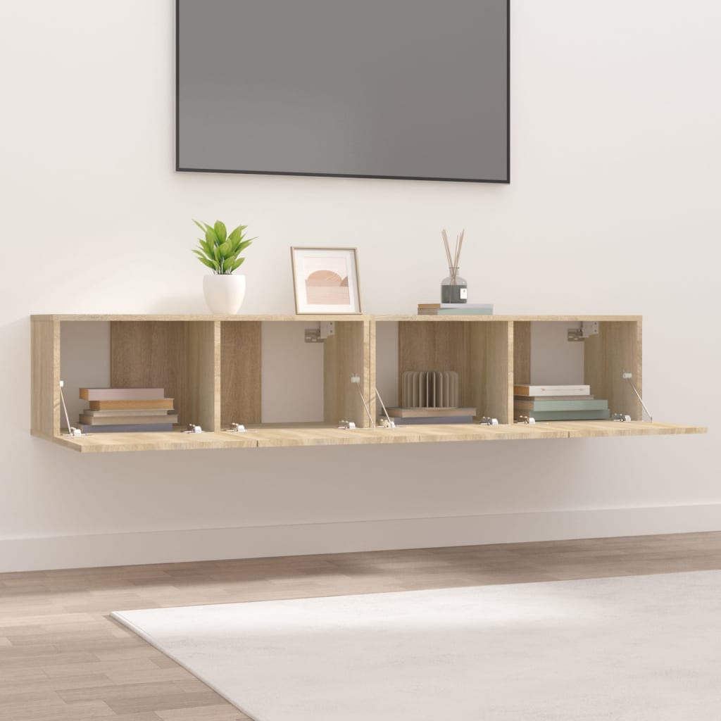Tv-meubels 2 st 80x30x30 cm bewerkt hout sonoma eikenkleurig is nu te koop bij PeponiXL, paradijselijk wonen!