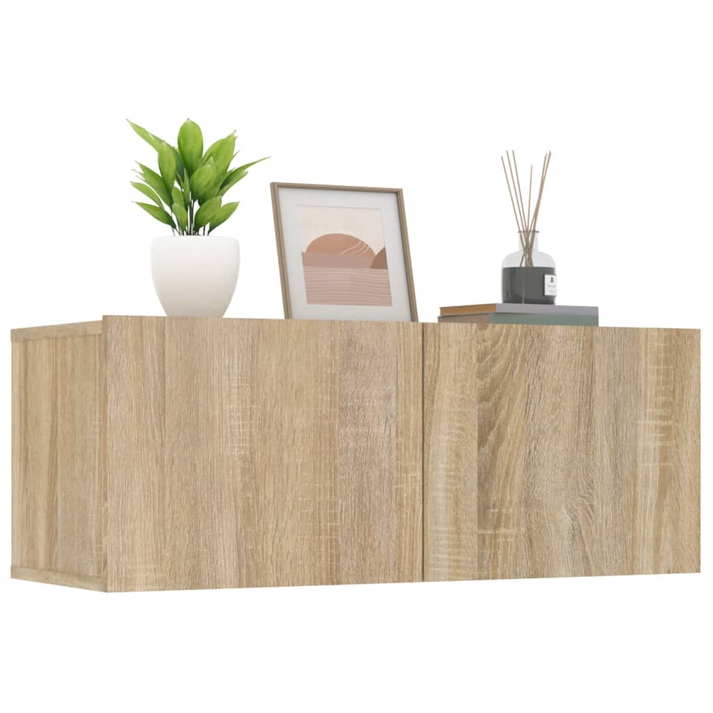Tv-meubels 2 st 80x30x30 cm bewerkt hout sonoma eikenkleurig is nu te koop bij PeponiXL, paradijselijk wonen!