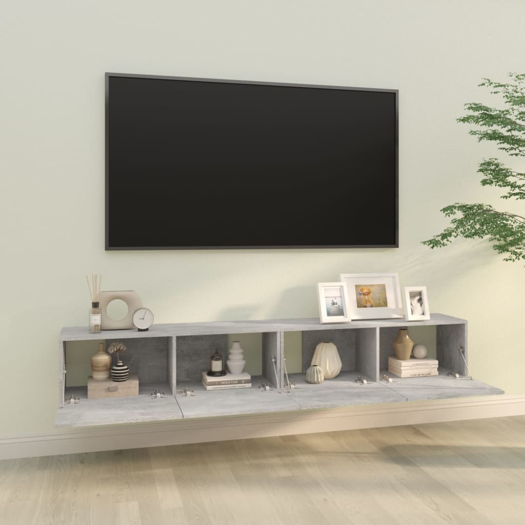 Tv-meubelen 2 st wandgemonteerd 100x30x30 cm hout betongrijs is nu te koop bij PeponiXL, paradijselijk wonen!