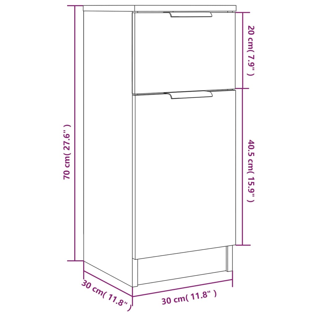 Dressoirs 2 st 30x30x70 cm bewerkt hout betongrijs is nu te koop bij PeponiXL, paradijselijk wonen!