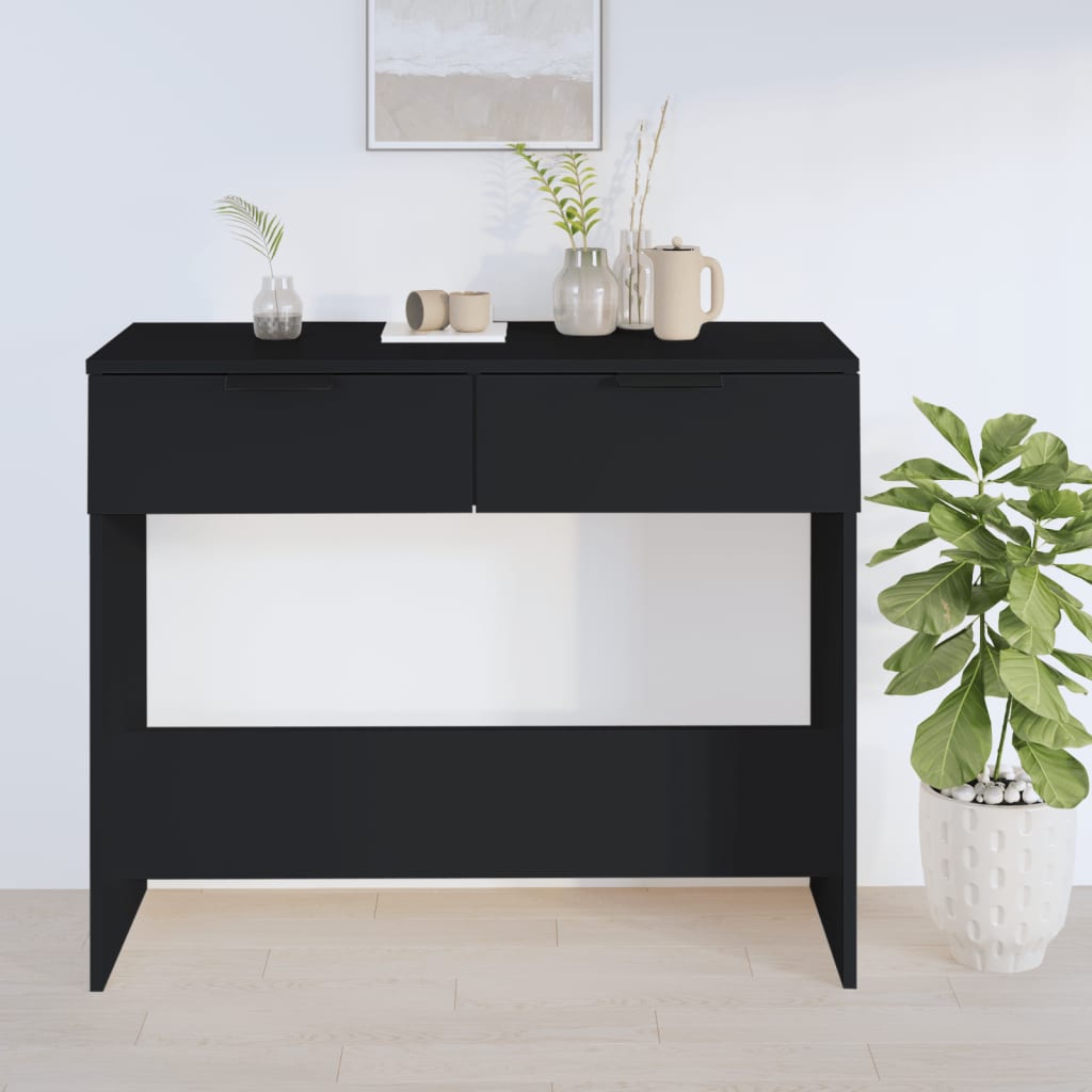 Wandtafel 90x36x75 cm bewerkt hout zwart is nu te koop bij PeponiXL, paradijselijk wonen!
