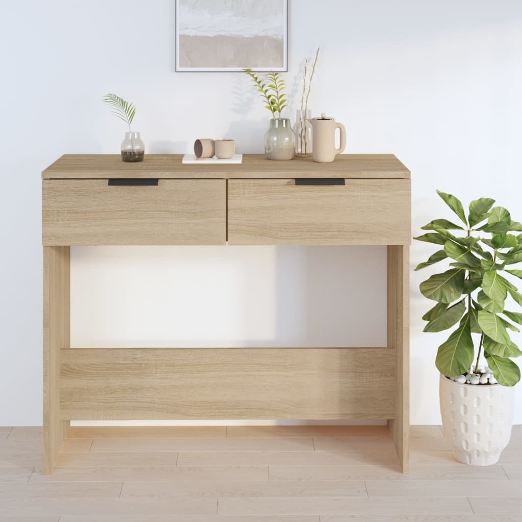 Wandtafel 90x36x75 cm bewerkt hout sonoma eikenkleurig is nu te koop bij PeponiXL, paradijselijk wonen!