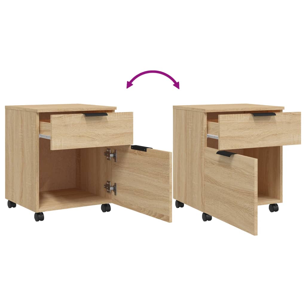 Dossierkast verrijdbaar 45x38x54 cm bewerkt hout sonoma eiken is nu te koop bij PeponiXL, paradijselijk wonen!