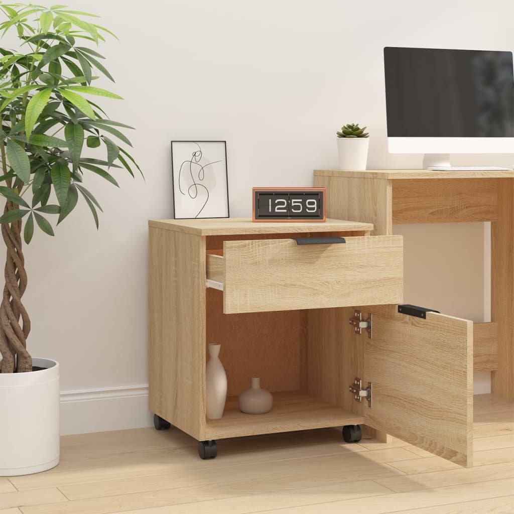 Dossierkast verrijdbaar 45x38x54 cm bewerkt hout sonoma eiken is nu te koop bij PeponiXL, paradijselijk wonen!