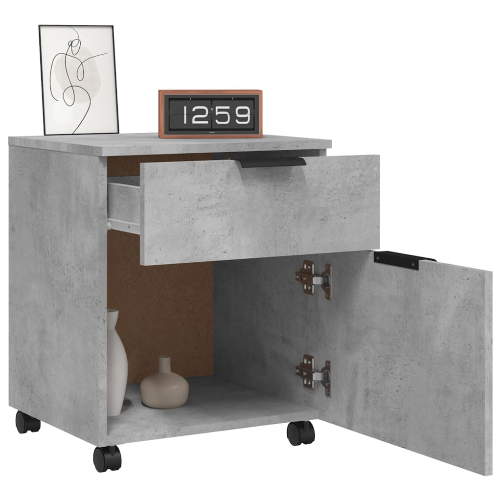 Dossierkast verrijdbaar 45x38x54 cm bewerkt hout betongrijs is nu te koop bij PeponiXL, paradijselijk wonen!