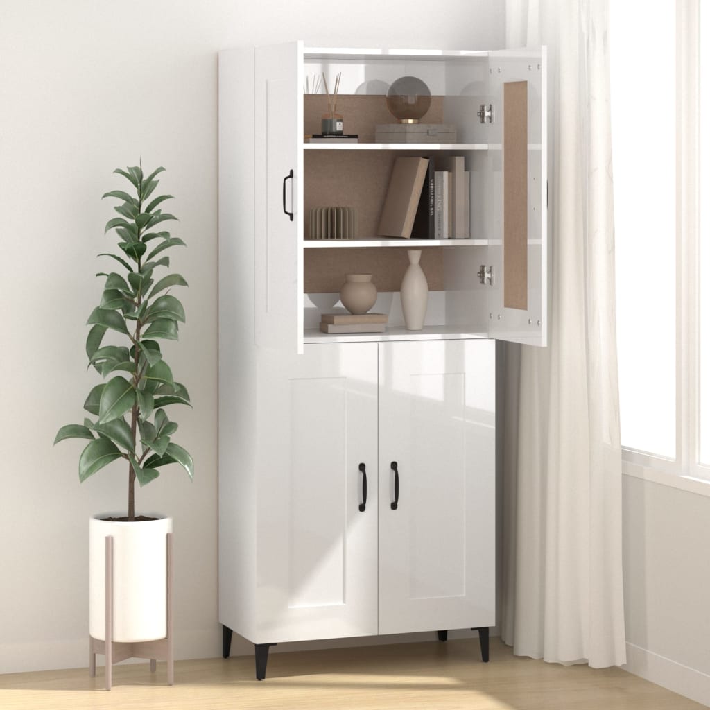Dressoir 69,5x34x90 cm bewerkt hout hoogglans wit is nu te koop bij PeponiXL, paradijselijk wonen!