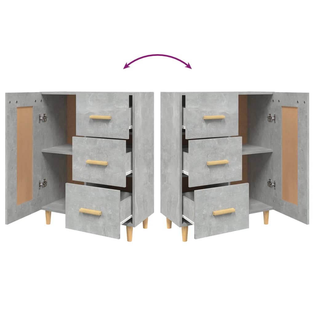 Dressoir 69,5x34x90 cm bewerkt hout betongrijs is nu te koop bij PeponiXL, paradijselijk wonen!