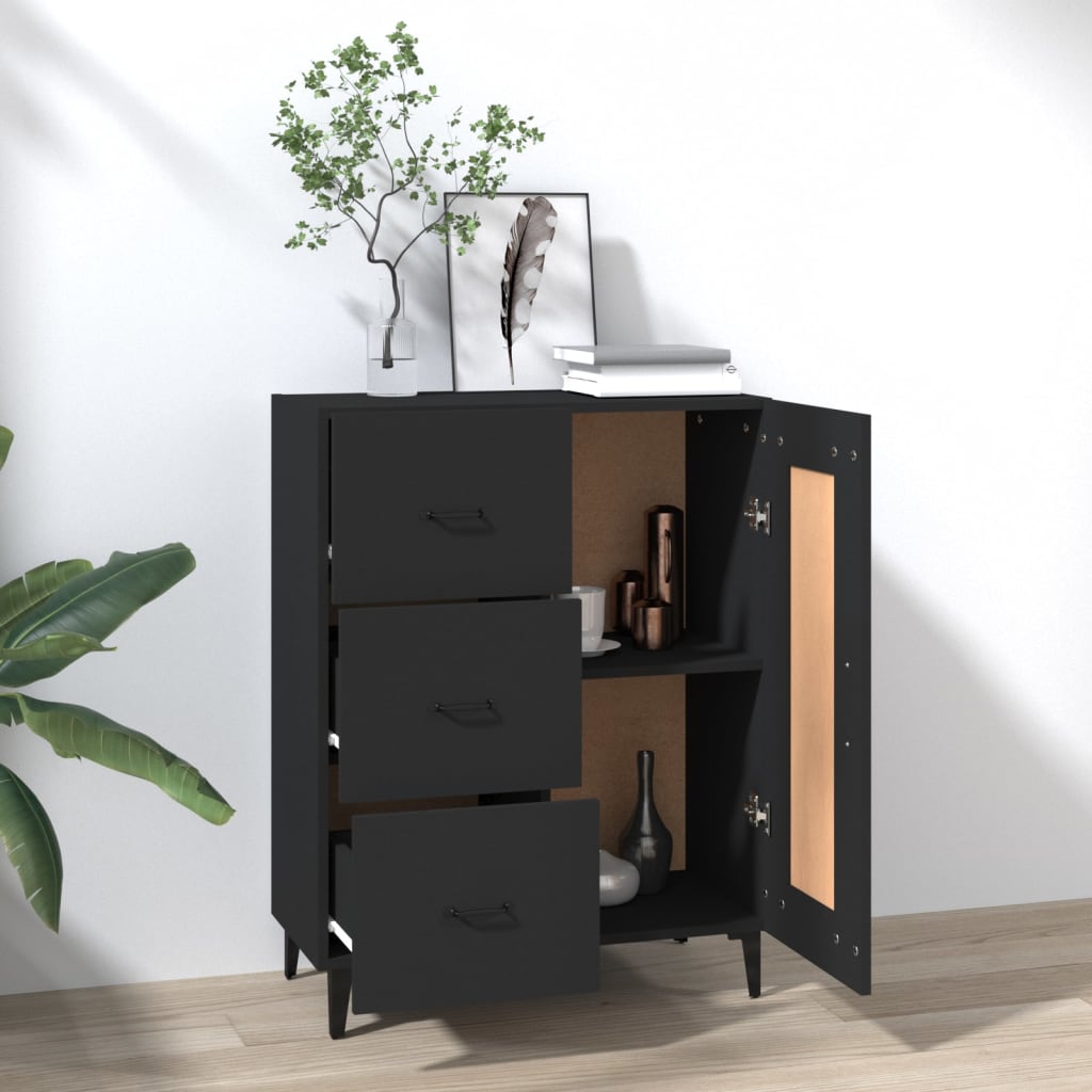 Dressoir 69,5x34x90 cm bewerkt hout zwart is nu te koop bij PeponiXL, paradijselijk wonen!
