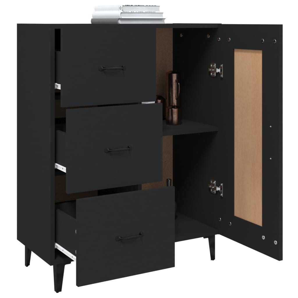 Dressoir 69,5x34x90 cm bewerkt hout zwart is nu te koop bij PeponiXL, paradijselijk wonen!