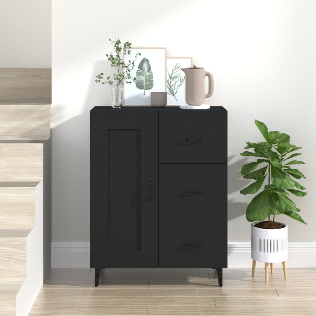 Dressoir 69,5x34x90 cm bewerkt hout zwart is nu te koop bij PeponiXL, paradijselijk wonen!