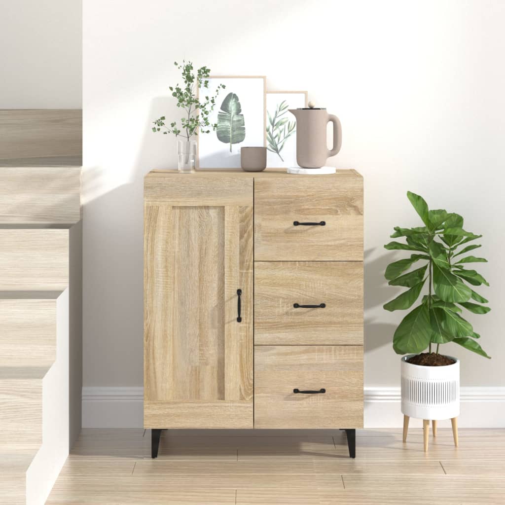 Dressoir 69,5x34x90 cm bewerkt hout sonoma eikenkleurig is nu te koop bij PeponiXL, paradijselijk wonen!