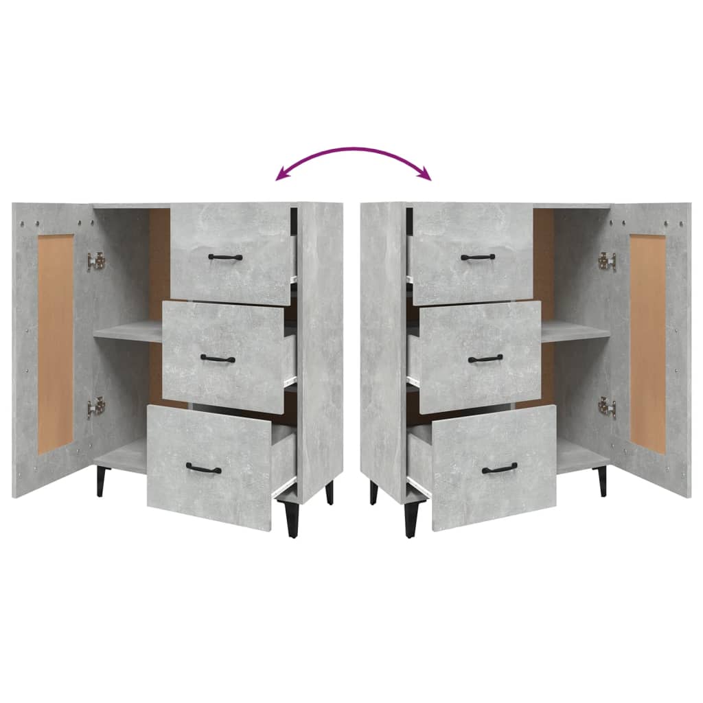 Dressoir 69,5x34x90 cm bewerkt hout betongrijs is nu te koop bij PeponiXL, paradijselijk wonen!