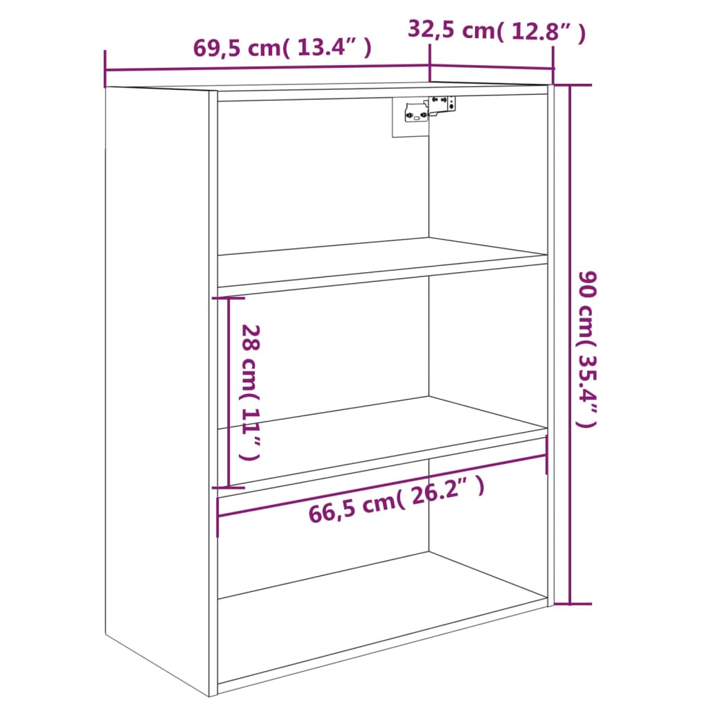 Hangkast 69,5x32,5x90 cm betongrijs is nu te koop bij PeponiXL, paradijselijk wonen!