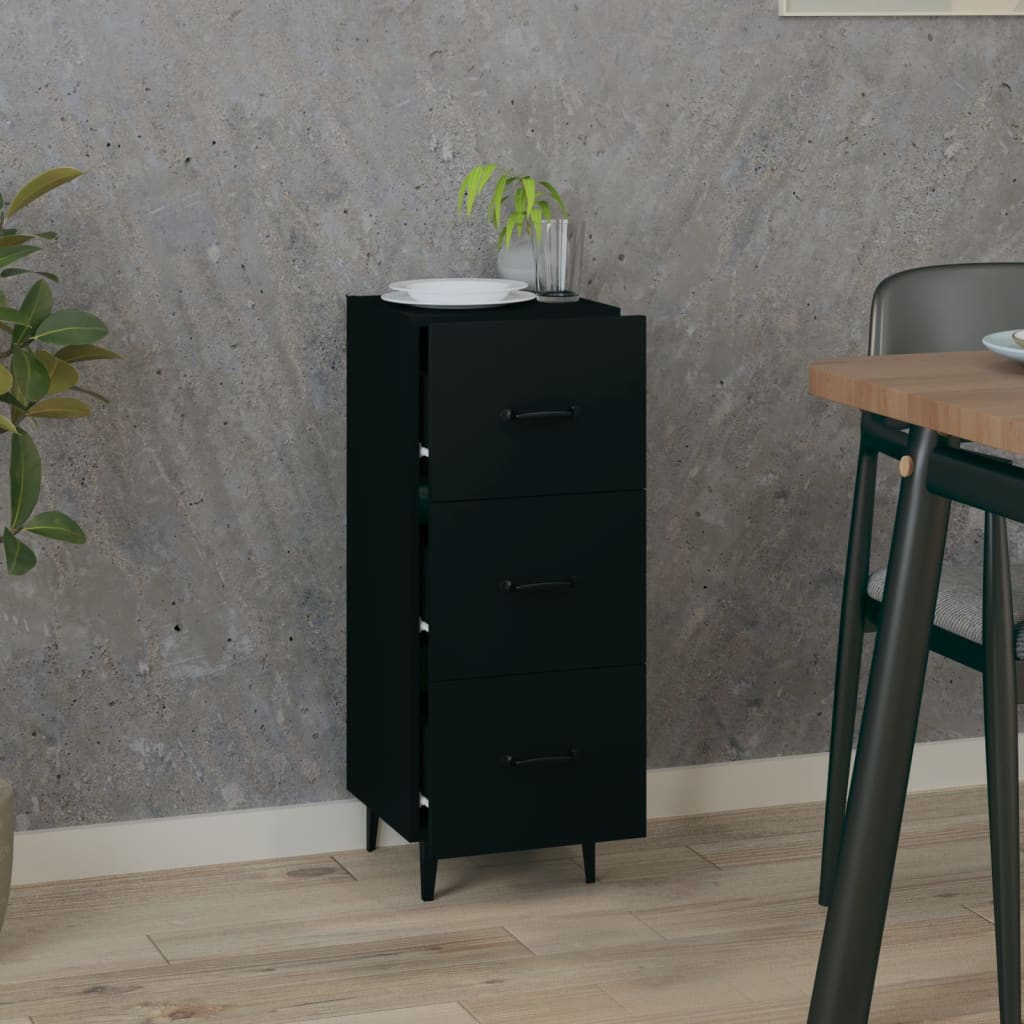 Dressoir 34,5x34x90 cm bewerkt hout zwart is nu te koop bij PeponiXL, paradijselijk wonen!