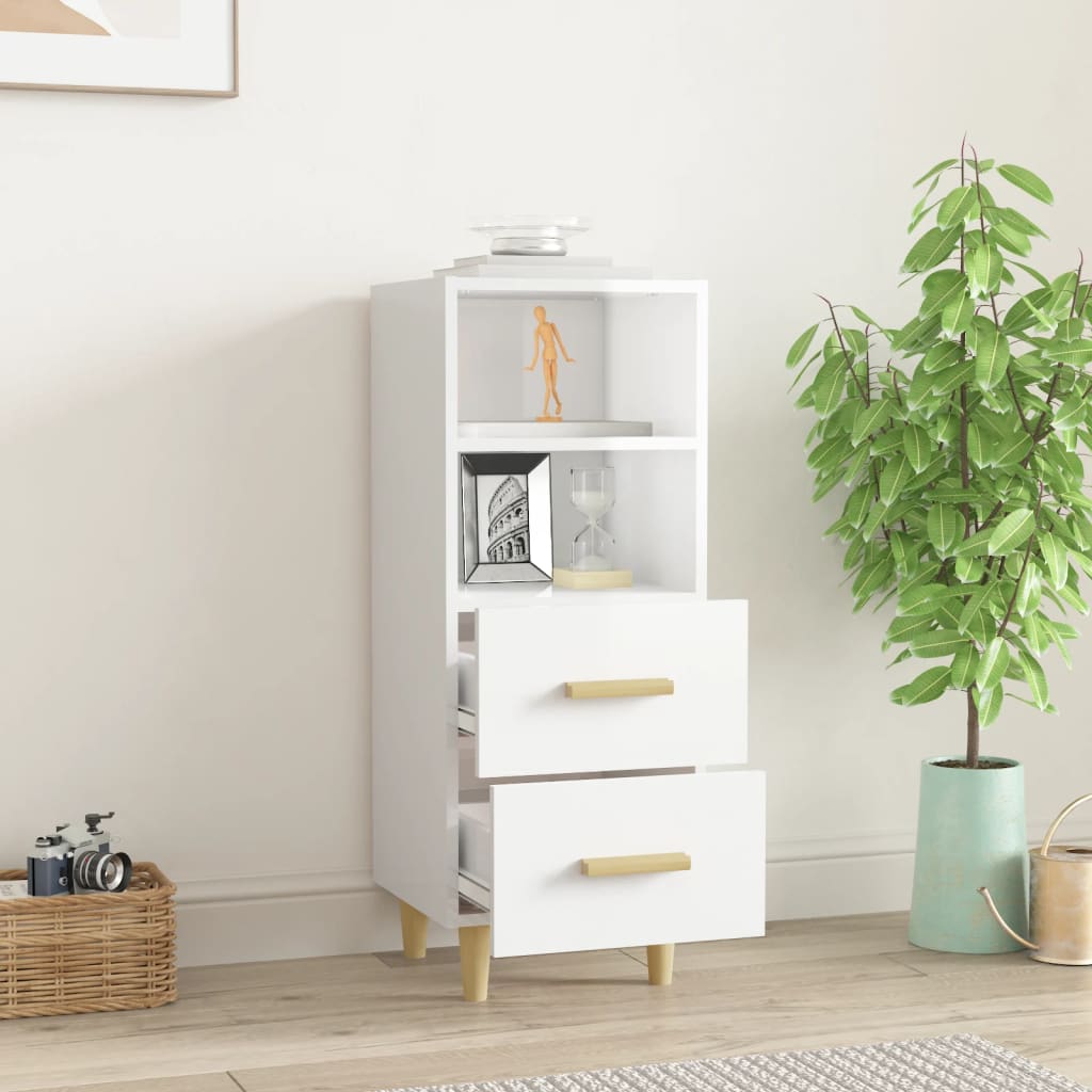 Dressoir 34,5x34x90 cm bewerkt hout hoogglans wit is nu te koop bij PeponiXL, paradijselijk wonen!