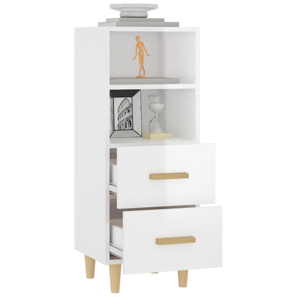 Dressoir 34,5x34x90 cm bewerkt hout hoogglans wit is nu te koop bij PeponiXL, paradijselijk wonen!