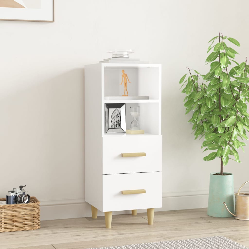 Dressoir 34,5x34x90 cm bewerkt hout hoogglans wit is nu te koop bij PeponiXL, paradijselijk wonen!