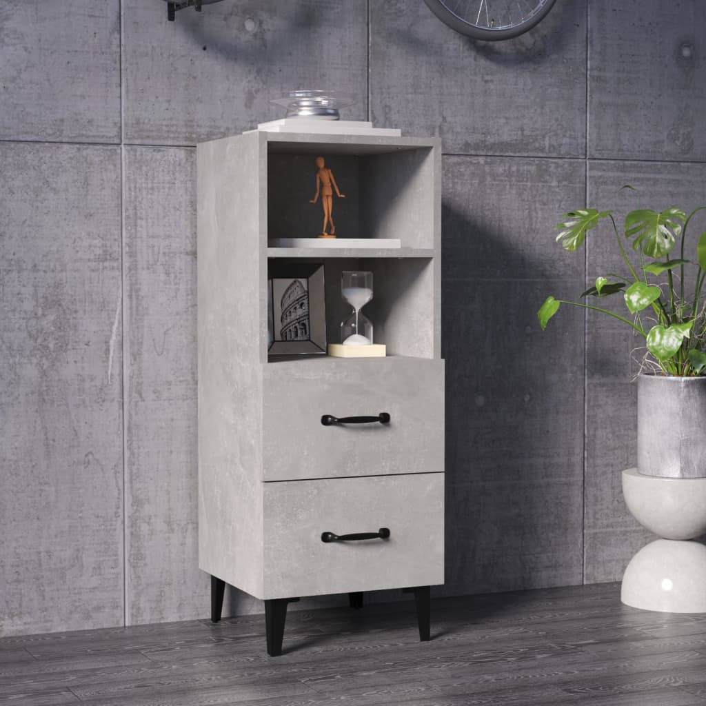Dressoir 34,5x34x90 cm bewerkt hout betongrijs is nu te koop bij PeponiXL, paradijselijk wonen!