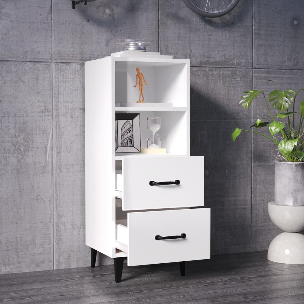 Dressoir 34,5x34x90 cm bewerkt hout hoogglans wit is nu te koop bij PeponiXL, paradijselijk wonen!