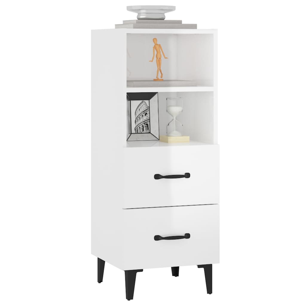 Dressoir 34,5x34x90 cm bewerkt hout hoogglans wit is nu te koop bij PeponiXL, paradijselijk wonen!