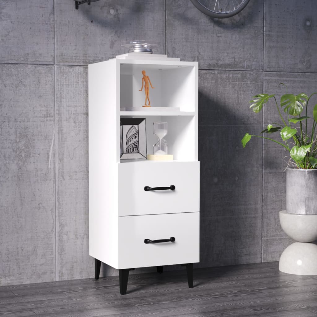 Dressoir 34,5x34x90 cm bewerkt hout hoogglans wit is nu te koop bij PeponiXL, paradijselijk wonen!