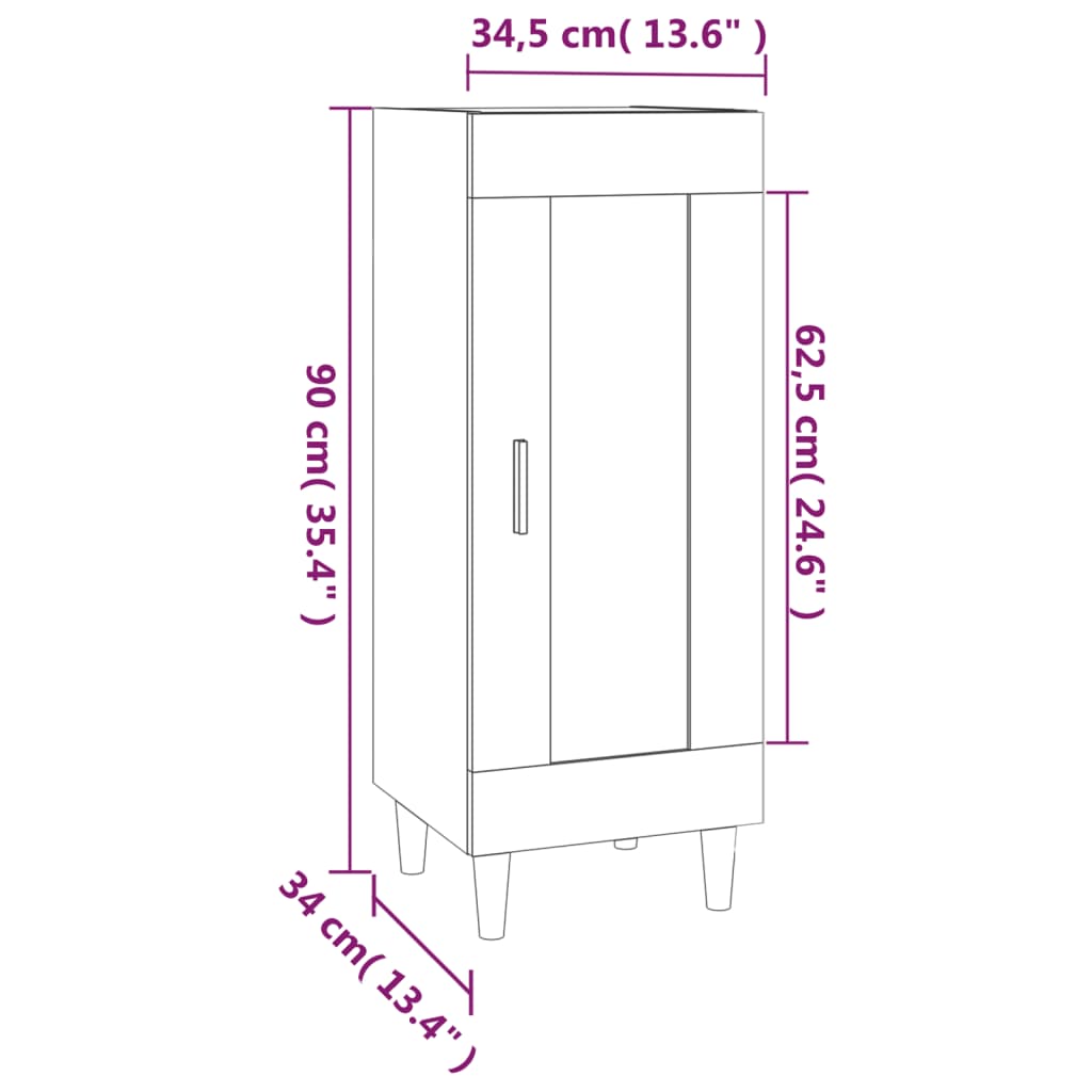 Dressoir 34,5x34x90 cm bewerkt hout zwart is nu te koop bij PeponiXL, paradijselijk wonen!