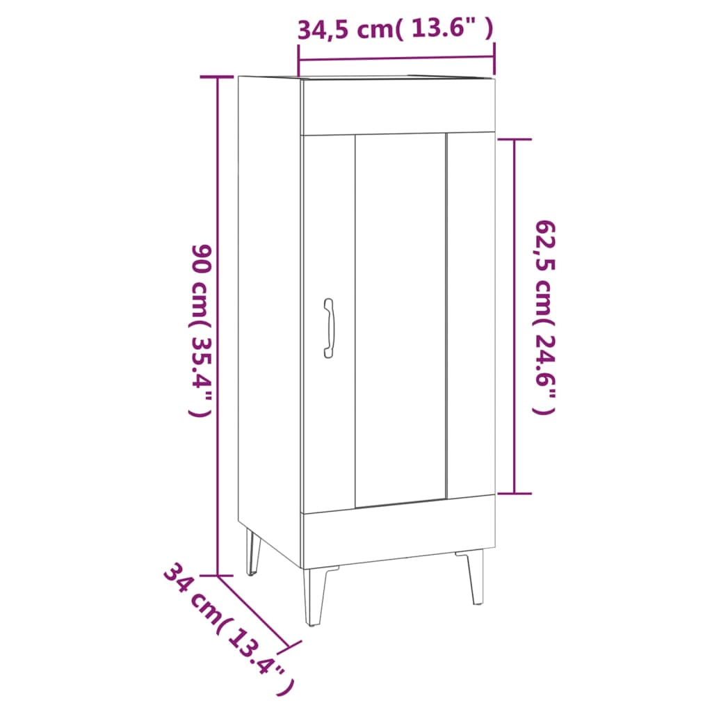 Dressoir 34,5x34x90 cm bewerkt hout betongrijs is nu te koop bij PeponiXL, paradijselijk wonen!