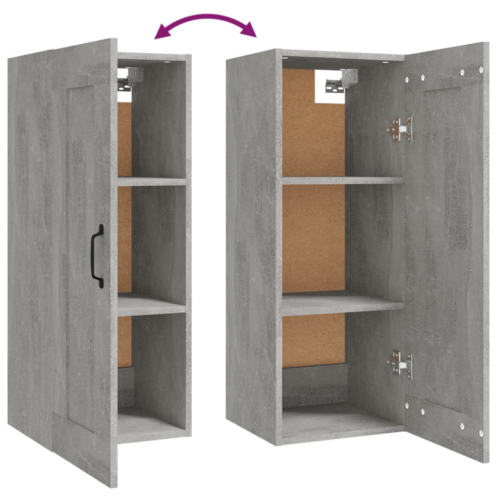 Hangkast 35x34x90 cm bewerkt hout betongrijs is nu te koop bij PeponiXL, paradijselijk wonen!