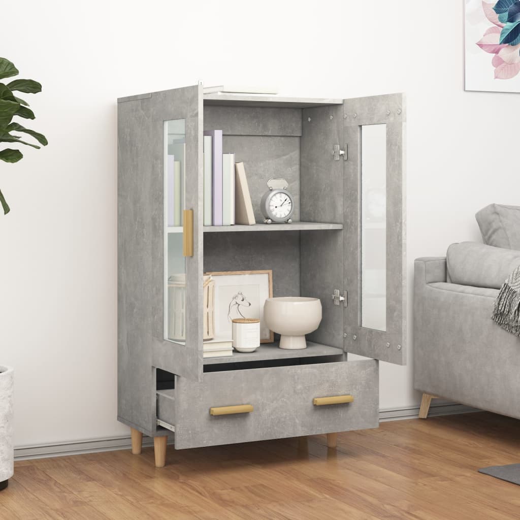 Hoge kast 70x31x115 cm bewerkt hout betongrijs is nu te koop bij PeponiXL, paradijselijk wonen!